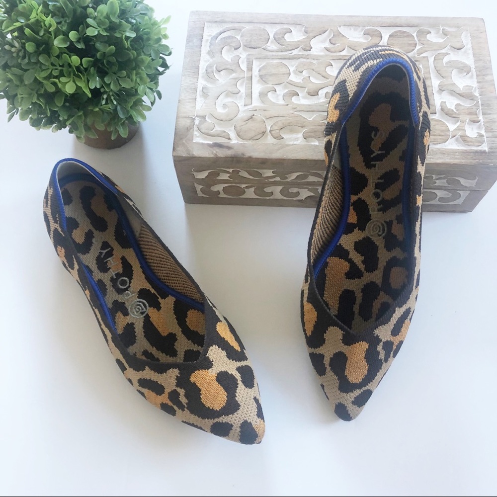 Rothy’s • Big Cat Leopard Print Point Flats